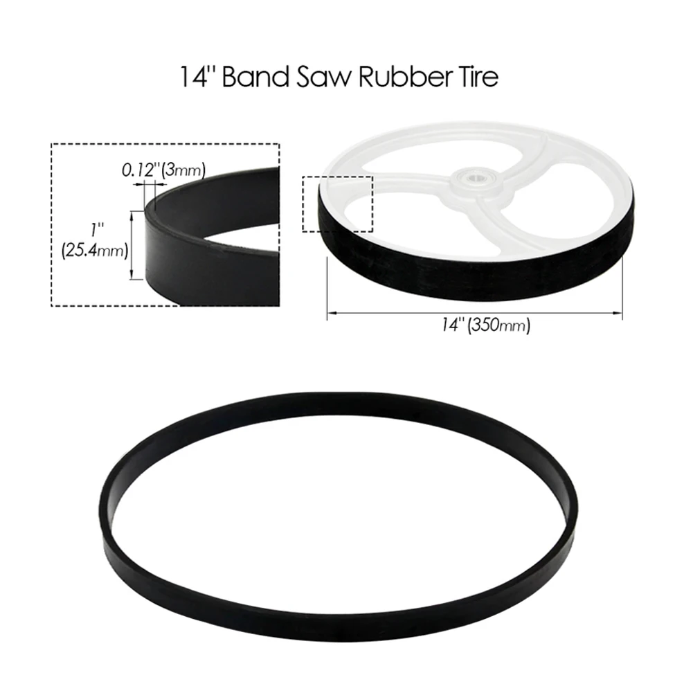 Lintzaag Rubberen Riem 8 9 10 12 14 Inch Lintzaag Scroll Wiel Rubber Ring Anti-Noise Anti-Slip Riem Houtbewerking Machines Onderdelen