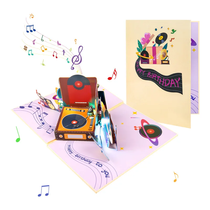 Birthday Card with Music & Light, Musical Birthday Pop Up Card, 3D Music Card