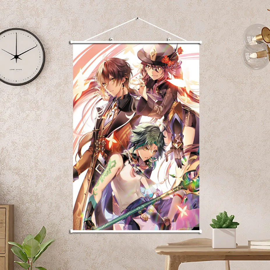

Genshin Impact Anime Scroll Canvas Wall Hanging Painting Home Decor Poster Wall Art Room Decoration Gift