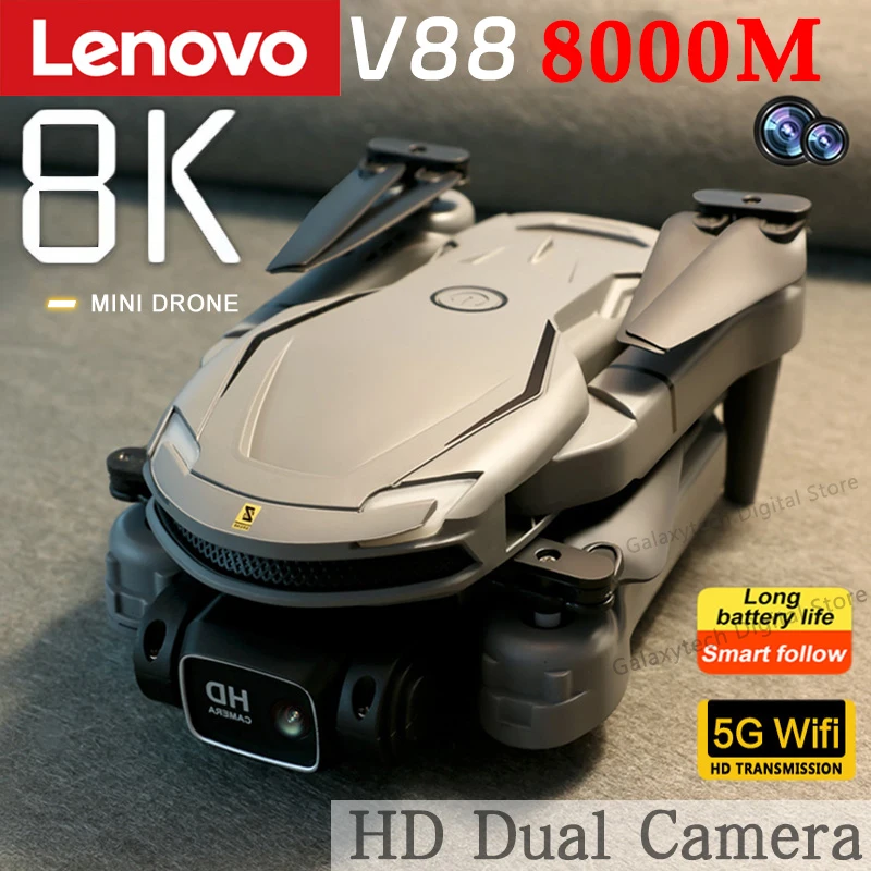 

Дрон Lenovo V88 оригинальный 8K Профессиональный с функцией стабилизации HD Двойная камера всенаправленный препятствия БПЛА дистанционное управление 8000 м