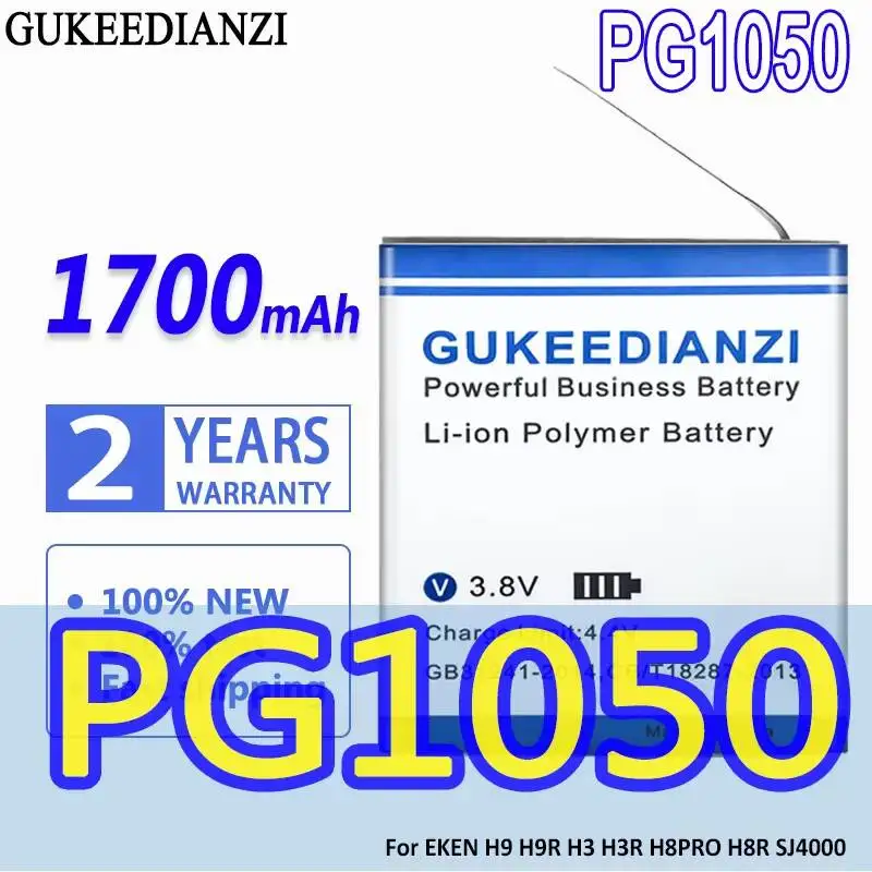 Batterie PG1050 1700mAh pour caméras sportives EKEN H9 H9R H3 H3R H8PRO H8R SJ4000 SJCAM