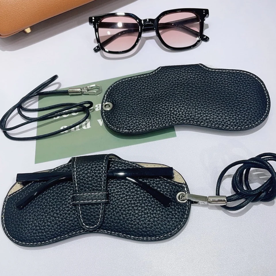1 pezzo Custodia portatile per occhiali in pelle PU, custodia