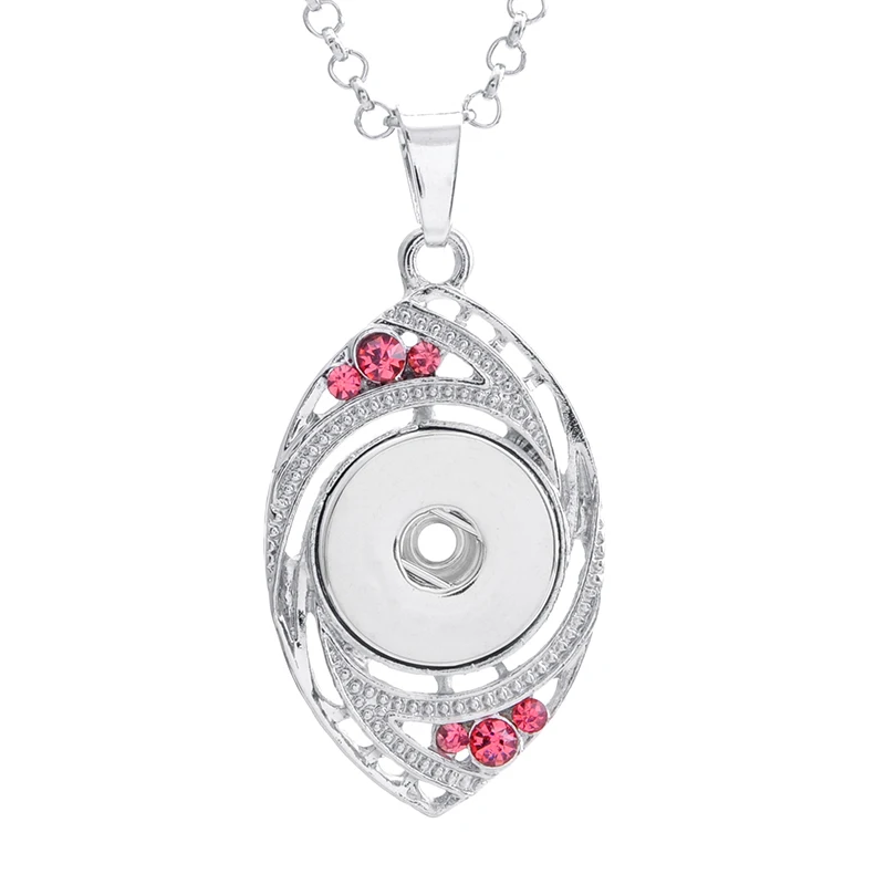 10pcs New Eye Shape Crystal Snap Button Necklace  Metal Snaps Buttons Necklaces For Women Jewelry