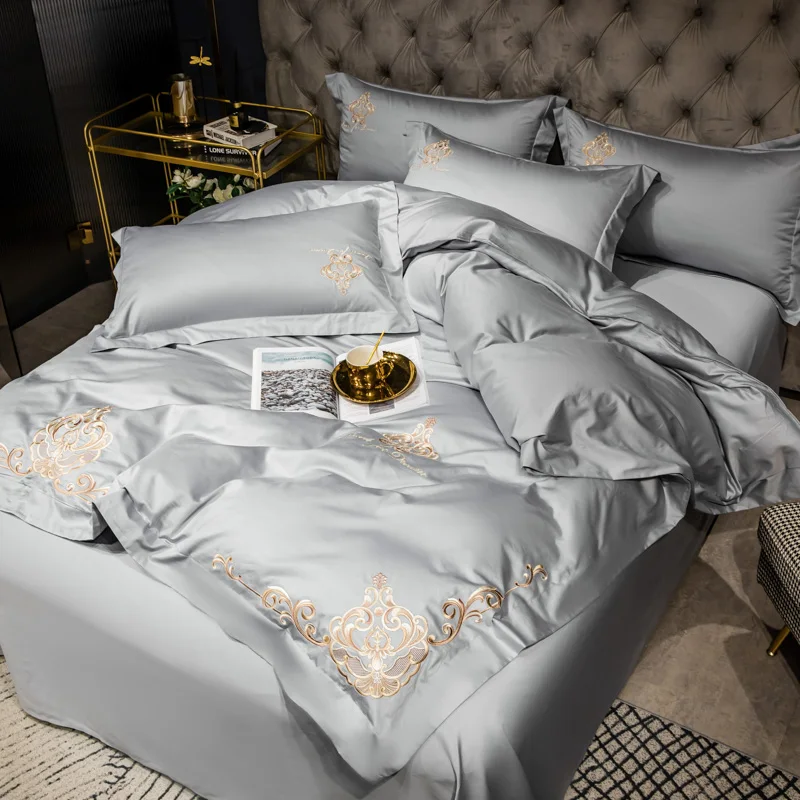 High quality cotton Embroidery Soft Duvet cover bedsheet Pillowcases Fitted sheet Thicken Bedding Set King queen 13 S90f65f8c8cb34cb3977a0defbe5f15e9S