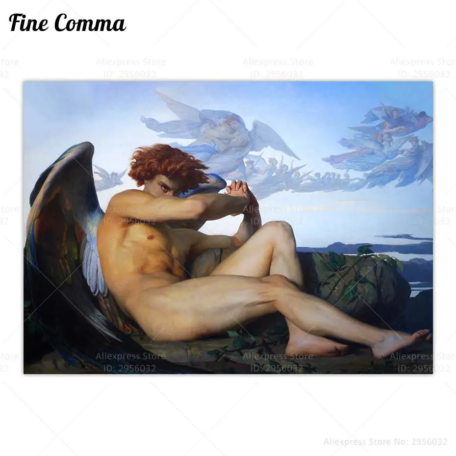 Pôster vintage anjo caído alexandre cabanel pintura cópia impressão em tela  cristianismo religioso arcanjo anjos decoração de arte de parede -  AliExpress, image size:930x930