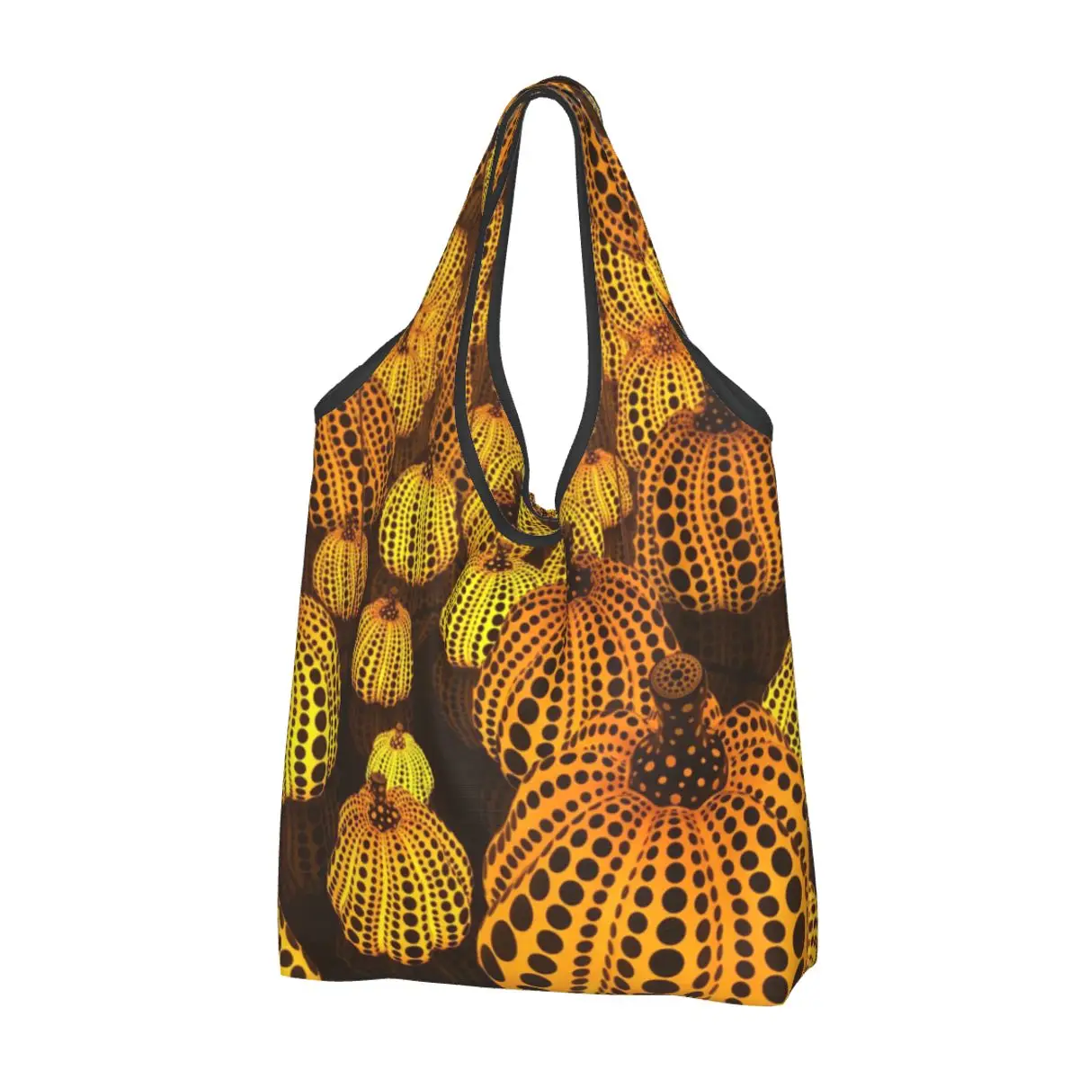 

Yayoi Kusama Pumpkin Reusable Shopping Grocery Bags Foldable 50LB Weight Capacity Japanese Mystery Bag Eco-Friendly Lightweight