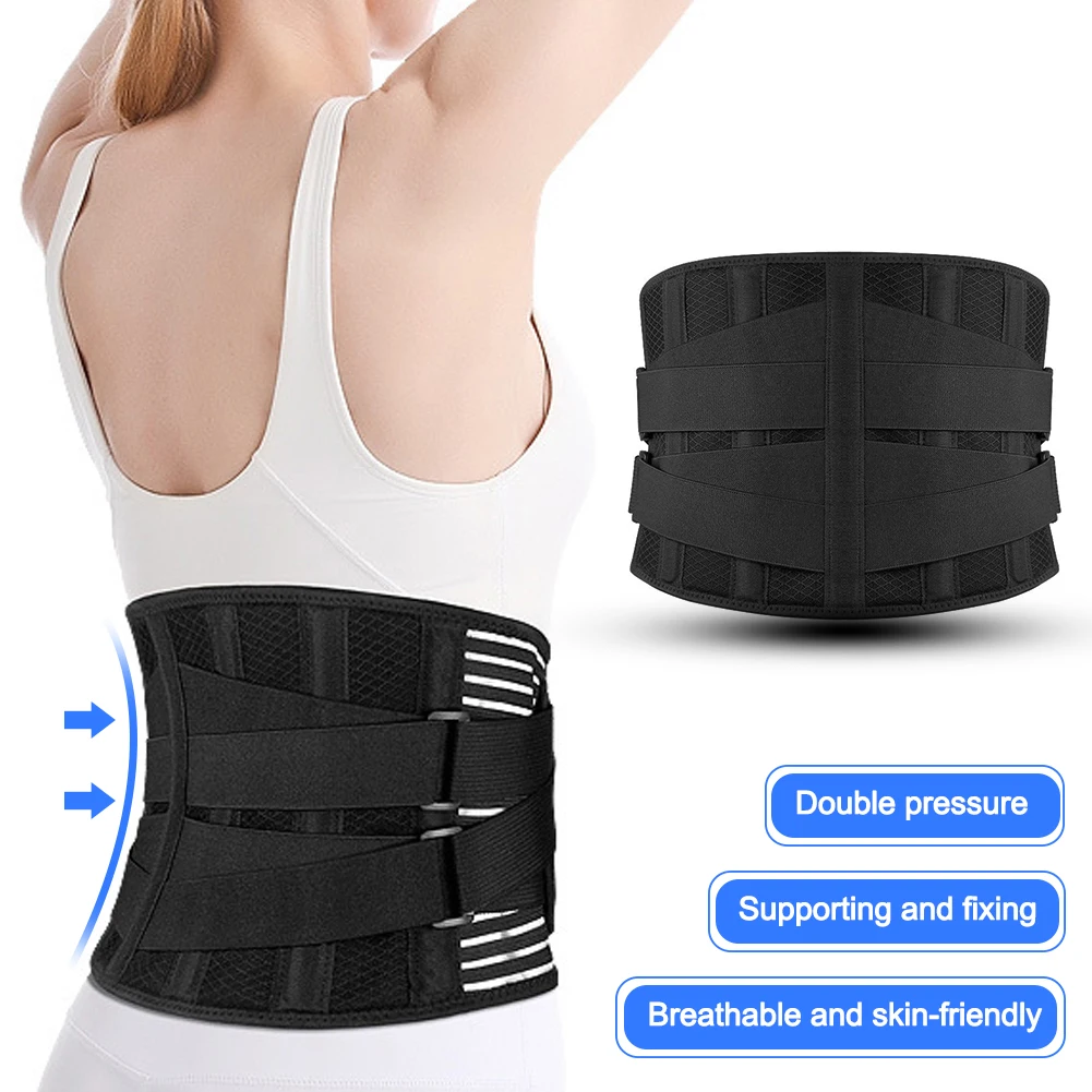 1Pc Nylon Lower Back Brace with 6 Stays Anti-skid Orthopedic lumbar Support Breathable Waist Support Belt for Gym Pain Relief