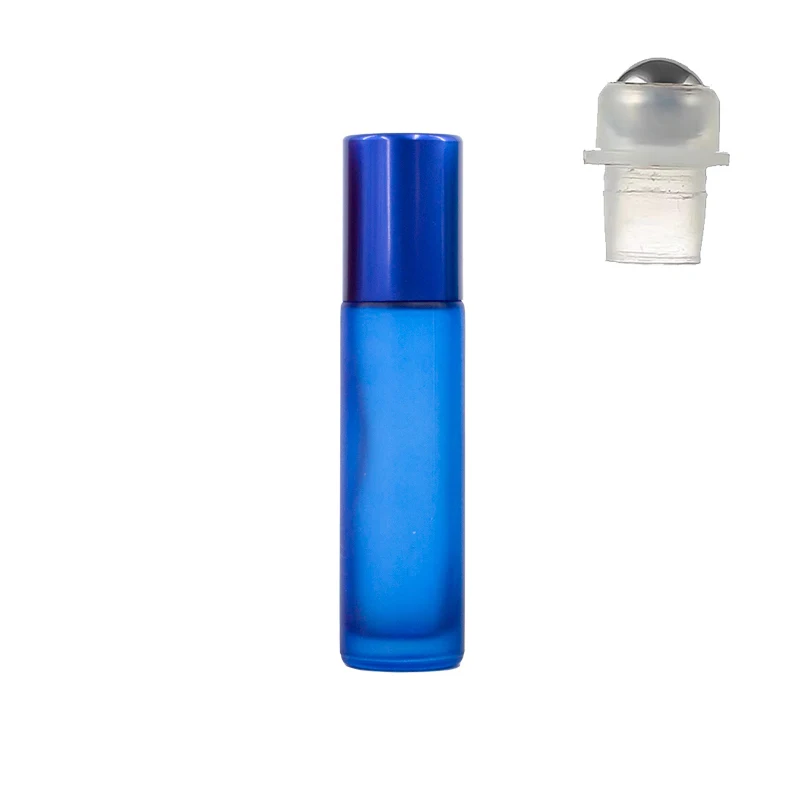 Frosted Glass Essential Oil Roller Bottle with Stainless Steel Ball - 5ml/10ml