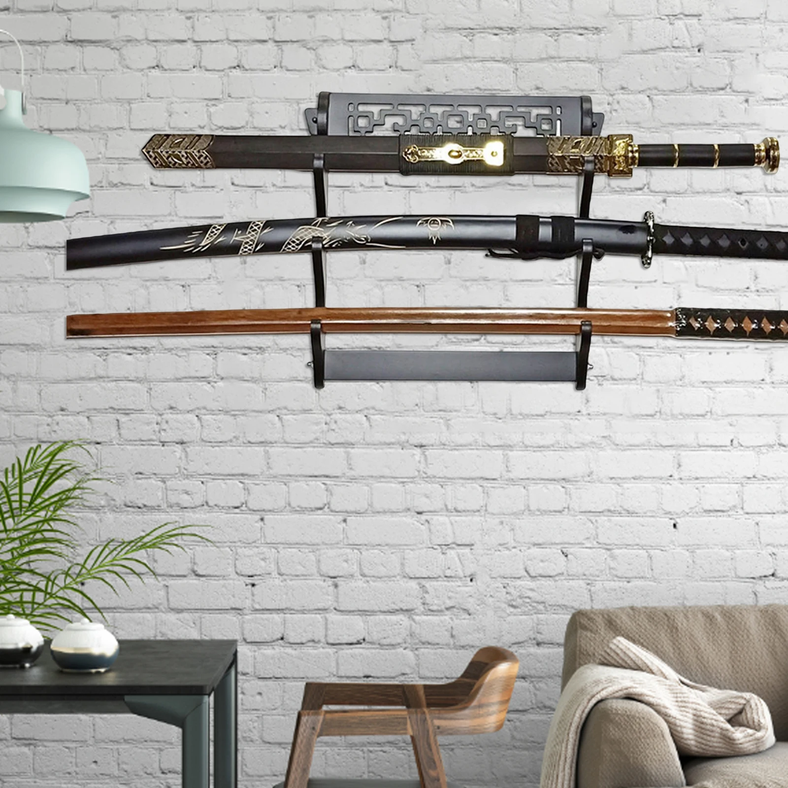 2/3/4 Tiers Sword Holder Wall Mount Samurai Sword Stand Display Katana