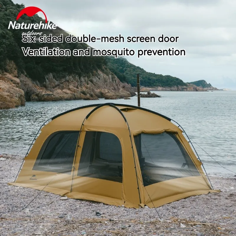 Naturehike Dunes 10.9 Camping Dome Tent Extended Canopy 5-6 People 4 Seasons Outdoor Waterproof Large Space Tent Chimney Hole