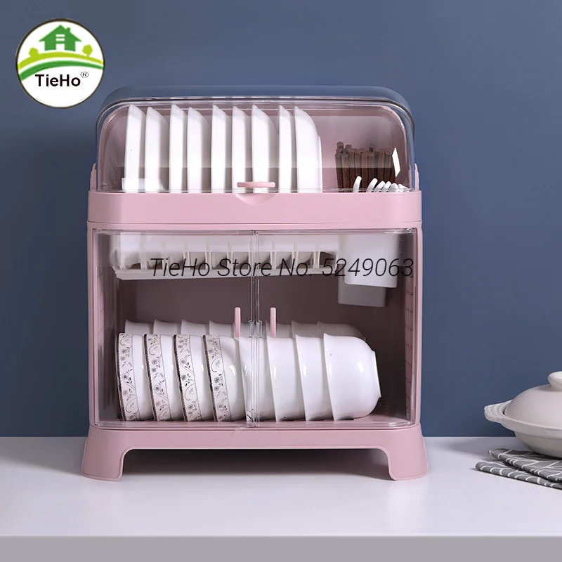 Medium Size Dish Drying Rack Drain Board with Lid Cover Kitchen Plate Cup Dish Drying Rack Tray Cutlery Dish Utensils Drainer
