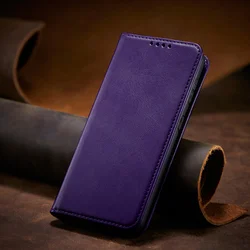 Premium Magnetic Leather Wallet Phone Case with Card Holder - Samsung A16 (4G 5G) (Purple)