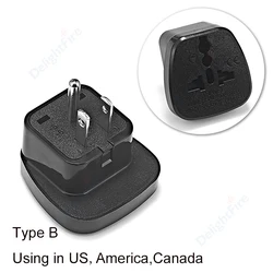 Universal Travel Power Adapter - International to USA Plug Converter with 3 - Pin Type B Socket - USA Plug - Black