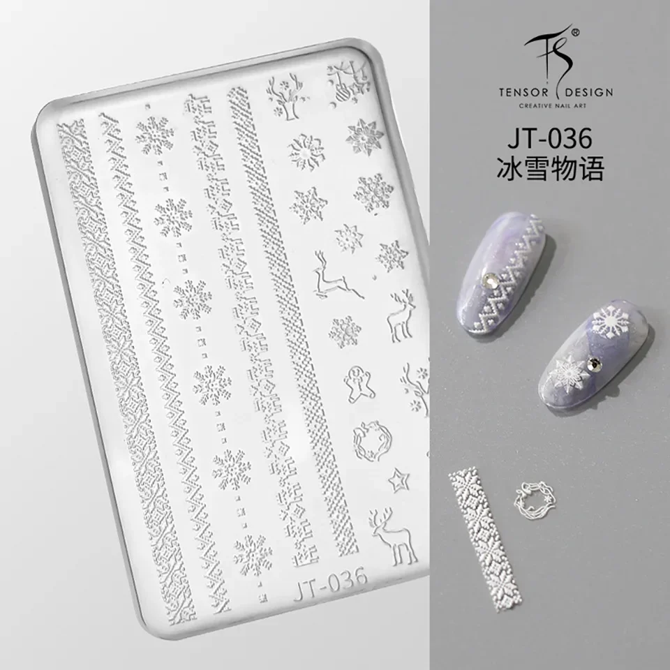 Sweater Hat Wool Lace Grid Bowknot Christmas Snowflake Silicone Carving Mold Mould Nail Art Accessory Manicure Tool DIY Template 2