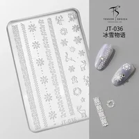 Sweater Hat Wool Lace Grid Bowknot Christmas Snowflake Silicone Carving Mold Mould Nail Art Accessory Manicure Tool DIY Template 2