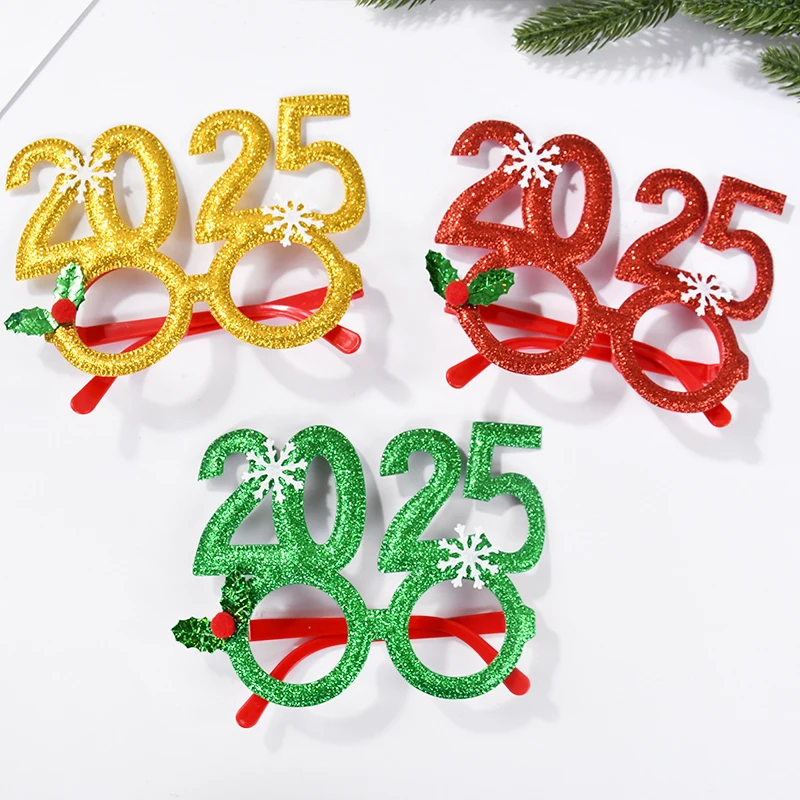 Description Picture 3 of item2025 New Year Party Glasses Christmas Photo Props Noel Xmas Decorations Kids Adult Eyeglasses Photobooth Gifts Home Supplies
