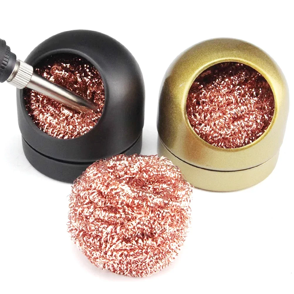Soldering Iron Cleaner Soldering Iron Tip Cleaner Metal Wire With Stand Set Welding Desoldering Soldering Solder Iron Tip Dross Cleaner Steel Ball Mesh Filter Tin Remove