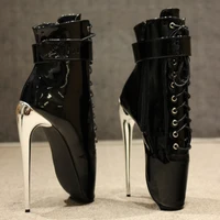 Extreme 7 inch Spike Stiletto Lockable padlock  Ballet High Heels Ankle Boots