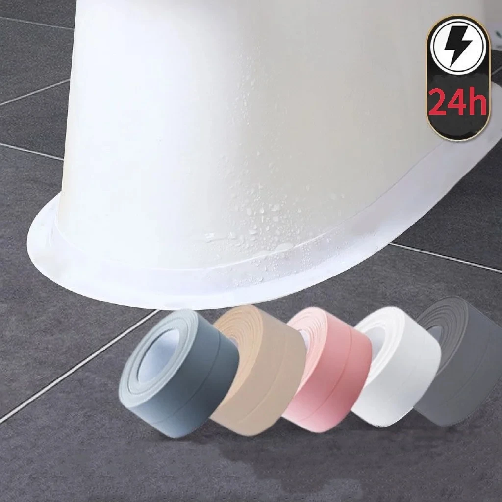 Shower Bath Sealing Tapes PVC Waterproof Wall Stickers Self Adhesive Waterproof Mildew Proof Tapes For Kitchen Sink Wall Corner