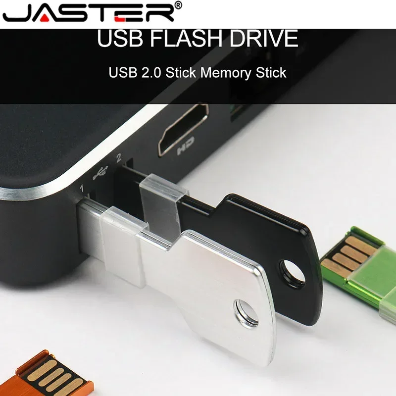 USB Flash Drive Flash Drive JASTER Metal key Shape USB 2.0 Flash Drives Pen Drives Waterproof Memory Stick Real Capacity U Disk 16GB 32GB 64GB USB stick 8GB