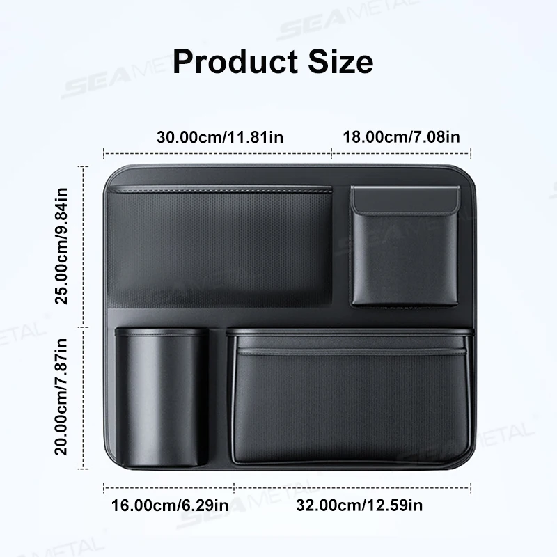 Black Leather Car Trunk Storage Bag Multi Pocket Seat Back Organizer