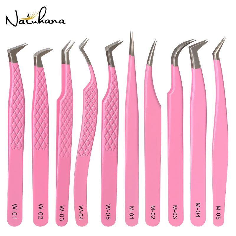 

Natuhana Rose red Tweezers Stainless Steel Tweezers High Precision Anti-static Tweezers for Eyelash Extensions Makeup