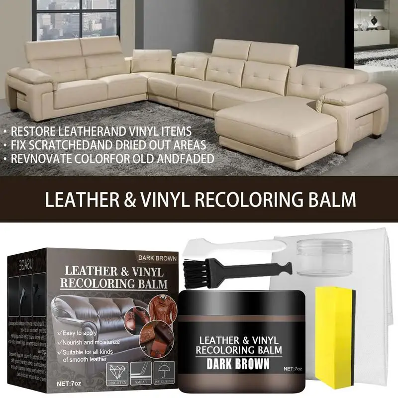 Dark Brown Vinyl & Leather Recoloring Balm Leather Repair Kit Restoration  Cream