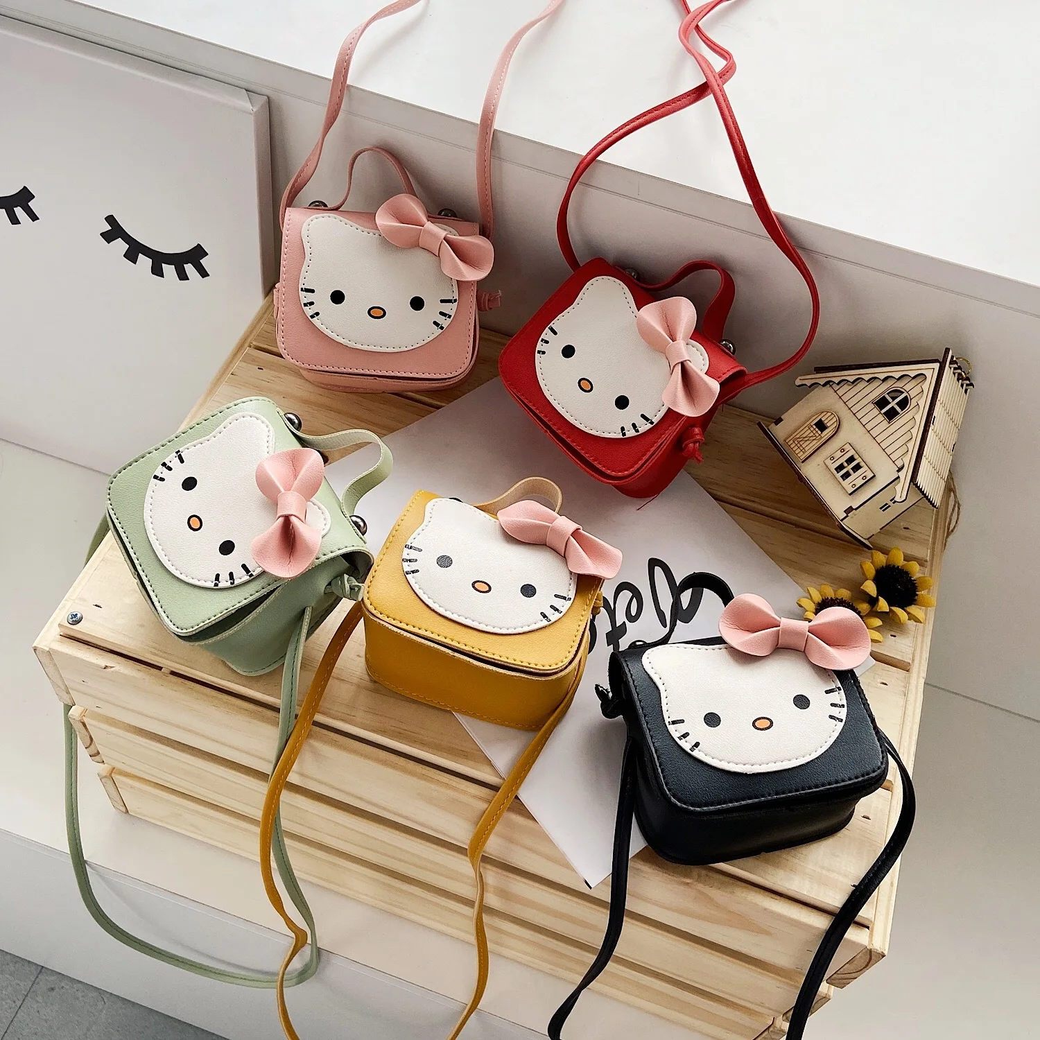 Hello Kitty Cartoon Cute Shoulder Bags Kids Kawaii Anime Messenger Bag Mini Coin Purse Fashion Girls Handbag Birthday Gifts