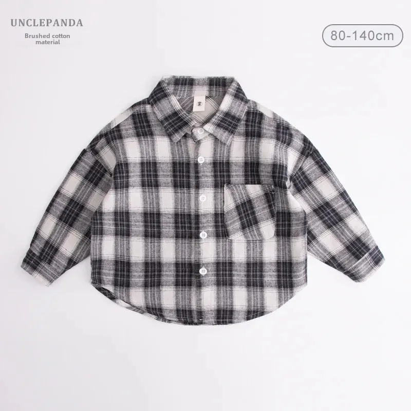 Children's Long Sleeve Cotton Shirt Pure Cotton Spring Autumn Wear Inner Shirt Handsome Children's Clothing Baby Boy's
