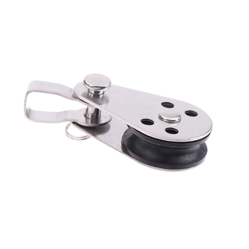 25mm 304 316 스테인리스 스틸 싱글 휠 블록 로프 러너 풀리 스위블 리프팅 하중 지지 카약 보트 부품