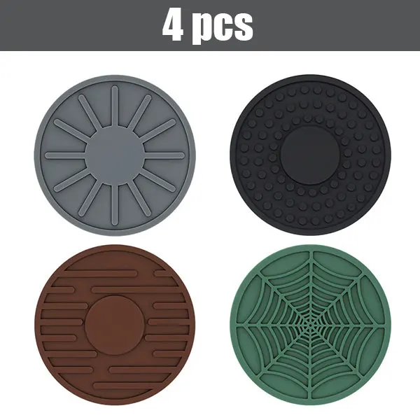 4Pcs Car Cup Holder Coaster for Drinks Grooved Design Non-Slip