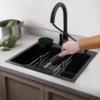 Stainless Steel  Kitchen Sink with Pull-Out Faucet Multi-functional Kitchen Sink Dish Basin Sink 50*45cm 1