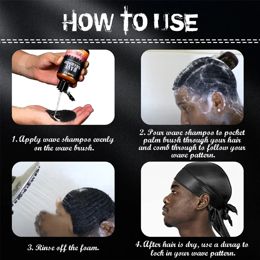 180ml Wave Shampoo Deep Clean Hair Styling Pomade Cream 360 Style High Shine Strong Hold Layered Control Wavy For Men