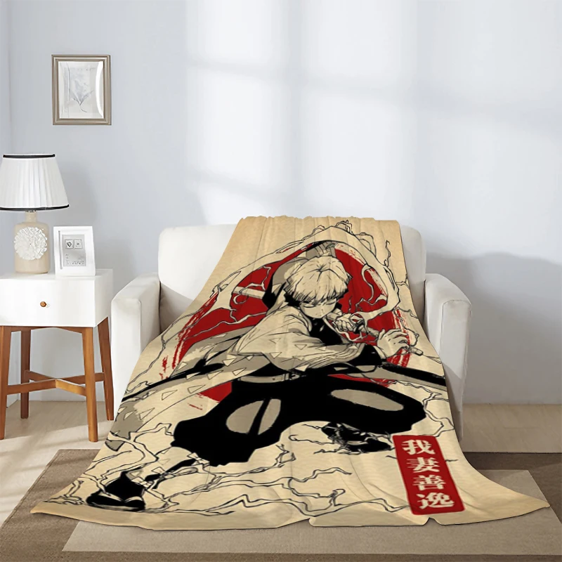 

Bed Blanket Popular Japanese Anime Demon Slayer Furry Double Bed Blankets for Decorative Sofa Fluffy Soft Blankets & Throws Home
