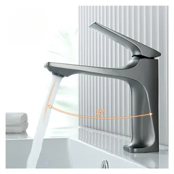 แกนทองเหลืองก๊อกน้ำซิงค์ห้องน้ำแบบทันสมัยจับเดี่ยวติดตั้งบนดาดฟ้าอ่างล่างหน้าก๊อกน้ำร้อนและเย็น 1