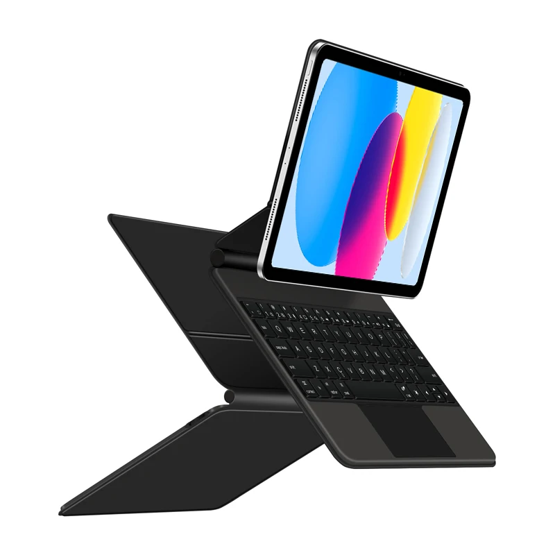 Folio-capa de Teclado Mágico para Ipad Smart Case Português Espanhol Hebraico Árabe Alemão 10 10.9 2023 - Imagem 4