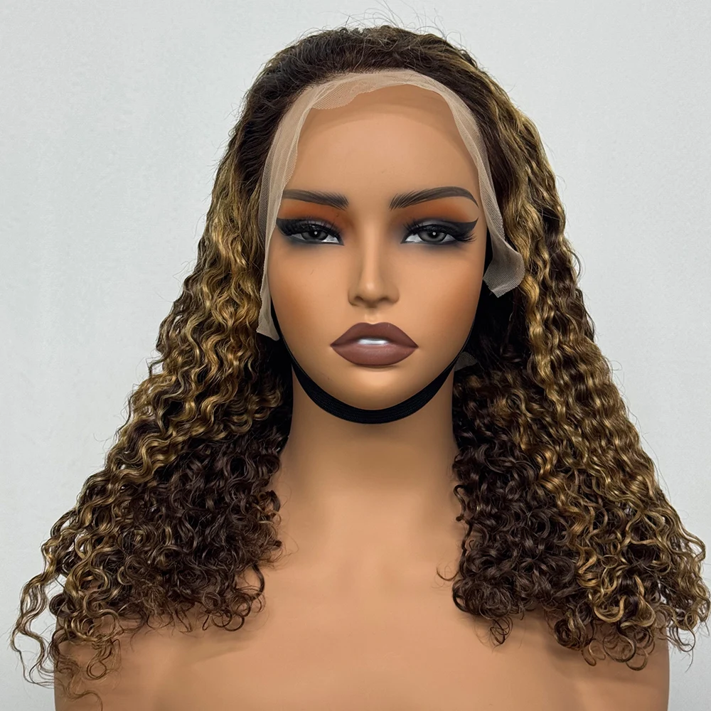 250% Density Highlight 20 Inches Water Wave Curl Human Hair Wig 13x4 Transparent Lace Frontal Brazilian Hair Wig for Black Women
