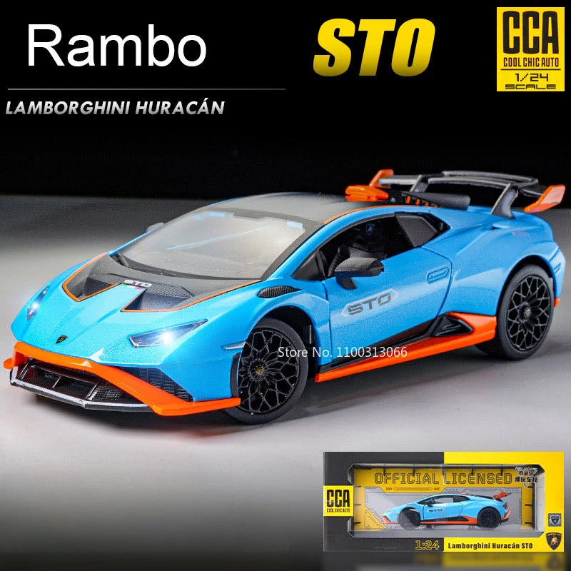 

1:24 Scale Alloy Lambo STO Sports Car Model Simulation Diecasts Vehicle Model with Pull Back Super Sport Car Model for Boy Gifts