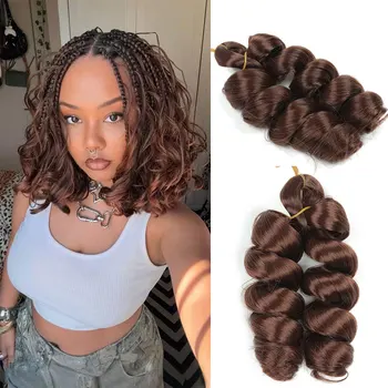 French Curl Synthetic Ombre Braiding Hair Extensions12 Inch Loose Wave Bouncy Crochet Hair Pre Stretched for Braids 1