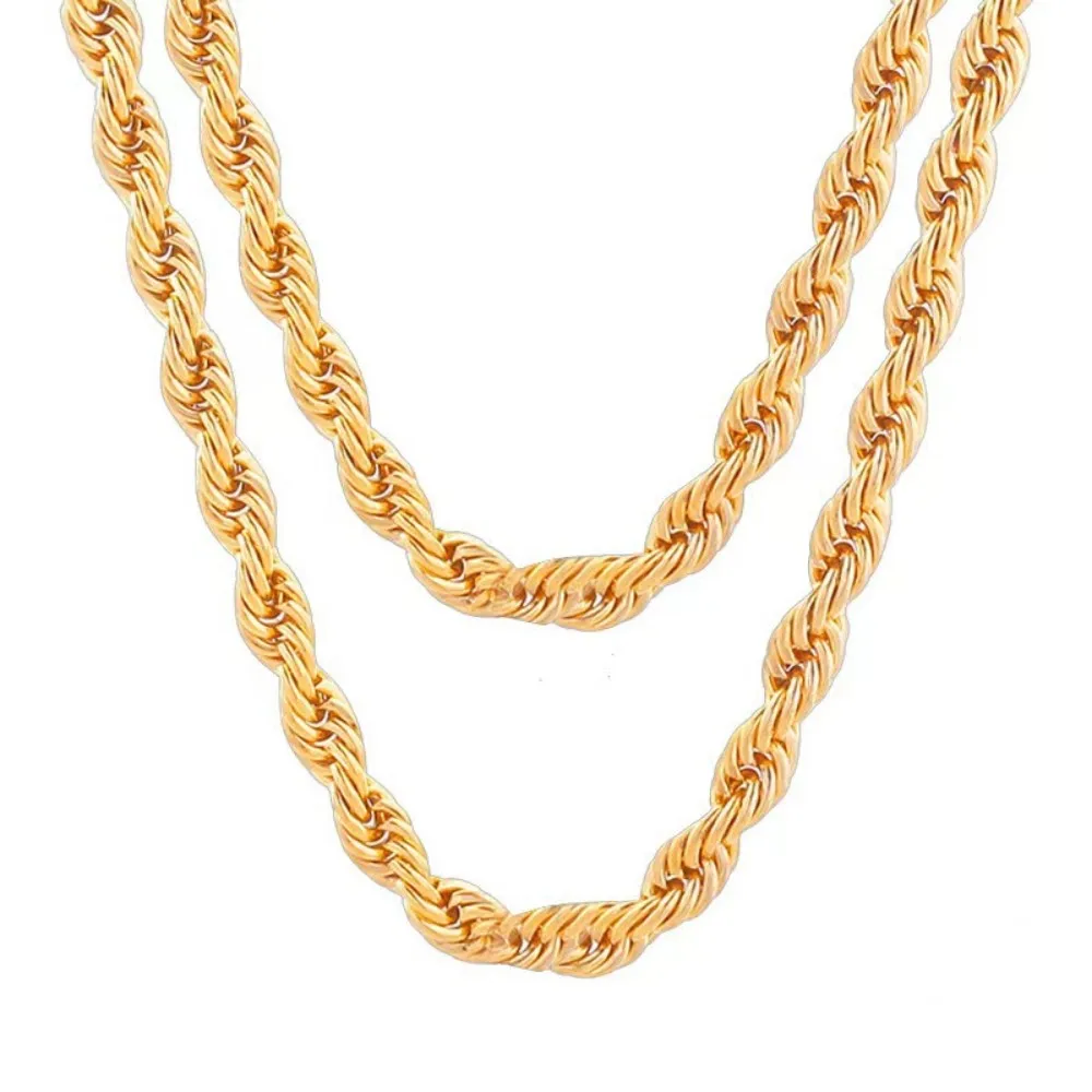 Feine heiße 45-60cm 18 Karat Gold 4mm Seil Kette Halskette für Frauen Mann Junge Mode Hochzeits feier Charme Schmuck