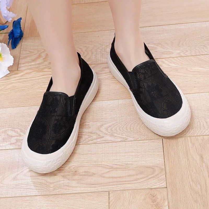 New fisherman's shoes breathable mesh shoes platform loafers leisure mom driving sports in spring and summer.2024