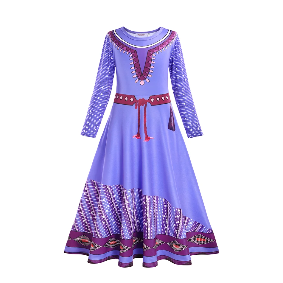 Asha Princess Costume Dress For Kids Girl Fancy Birthday Party Vestidos Carnival Children Cosplay Dahlia