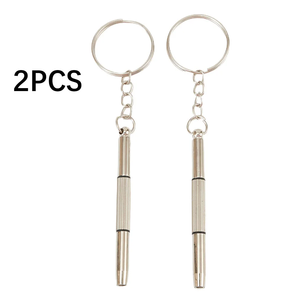 

2pcs 3 In 1 Eyeglass Screwdriver Glasses Phone Watch Screw Repair Tool With Keychain Precision Screw Driver Tools Accessories