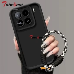 Silicone Lanyard Wrist Strap Case - Solid Color Soft Back Cover for Mi 12 or 12X (Black)