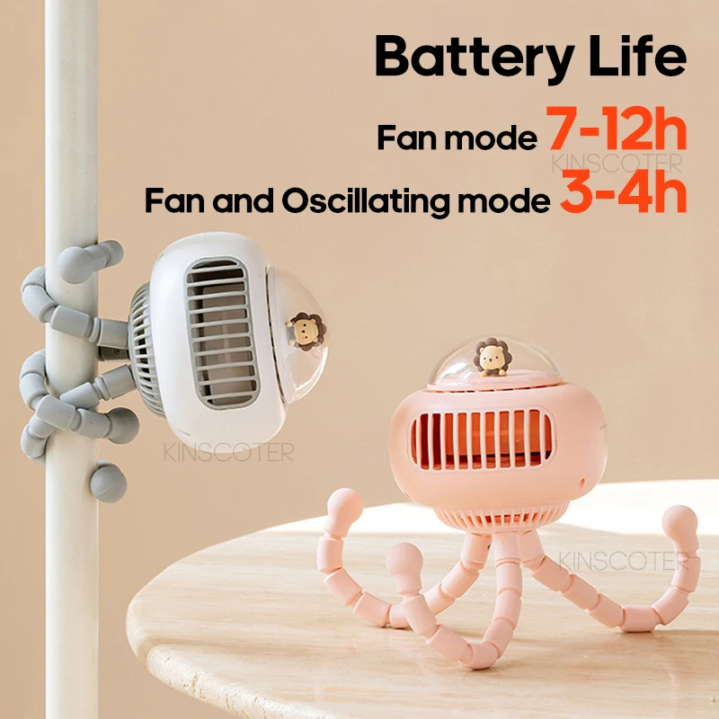 Stroller Fan Portable Oscillating Fan 4 Speed Portable Wireless Fans Hidden Blades and Narrow Gap Grille for Baby Safety Quiet hanging fans mini ceiling fan 5 blades diameter 420mm mosquito net fan for student bedroom portable remote control hot sale fs75