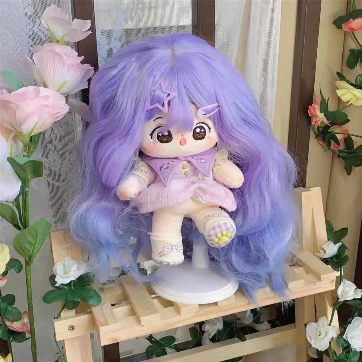 60 cm leaf lorry doll wig night loli fairy clothes ice spirit princess hair set hair long straight curly
