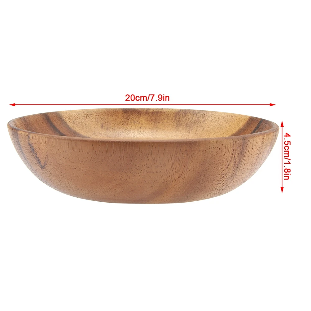 Ciotola In Legno Di Acacia Naturale, 18x18x7.5 Cm - Leggera, Per Insalata, Frutta, Zuppa, Perfetta Per Casa E Outdoor