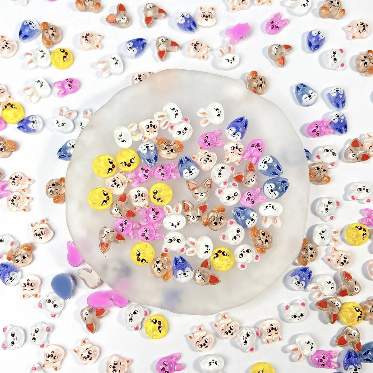 Random Mixed 3D Resin Luminous Rabbit Nail Charms Cute Cartoon Dog Rabbit Chicken Nail Art Decorations Phone Case Accessories 6