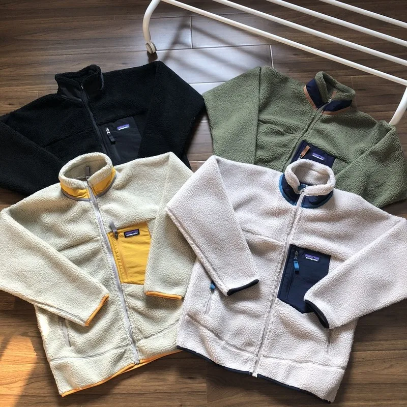 Pattern American Outdoor Fleece Jacket Thick And Plush Rider Jacket Double-Sided Fleece Lamb Wool Warm For Men And Women