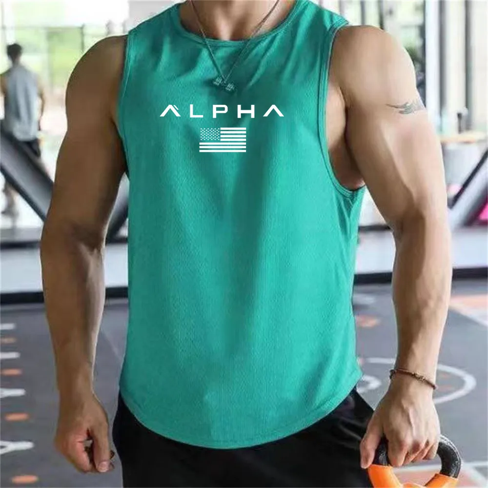 Chaleco deportivo transpirable de secado rápido para hombre, talla europea, con estampado, cuello redondo, para fitness y baloncesto.